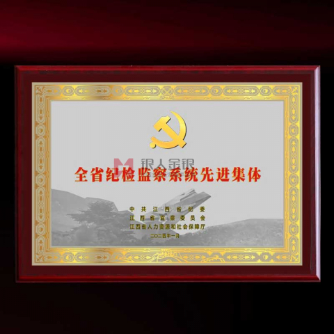 中共X省紀委監(jiān)委先進集體獎牌定制