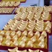 黃金元寶定制，純金元寶定做，制作千足金金元寶