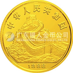 1988中國(guó)戊辰（龍）年生肖金銀鉑紀(jì)念幣8克圓形金質(zhì)紀(jì)念幣